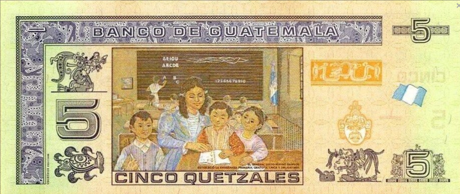 Gwatemala 5 Quetzali Generał Barrios 2020 P-122Ad
